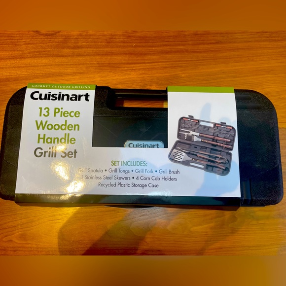 Bland New Cuisinart 13 piece Wooden Handle Grill set - Picture 1 of 6